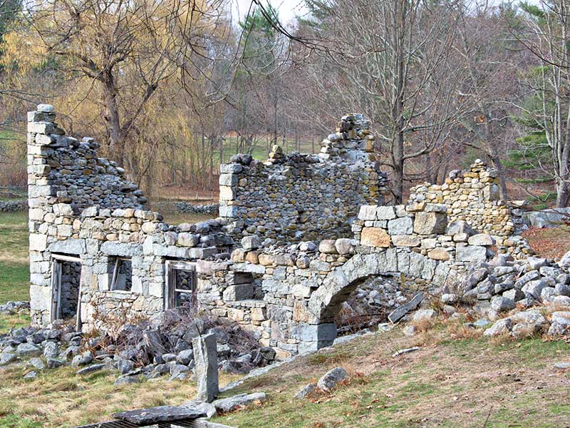 recreational cannabis dispensary near Harvard ma - Ruins of old historic stone barn built in 1835 by Shaker community living in Harvard, Massachusetts (second oldest shaker settlement in the United States)