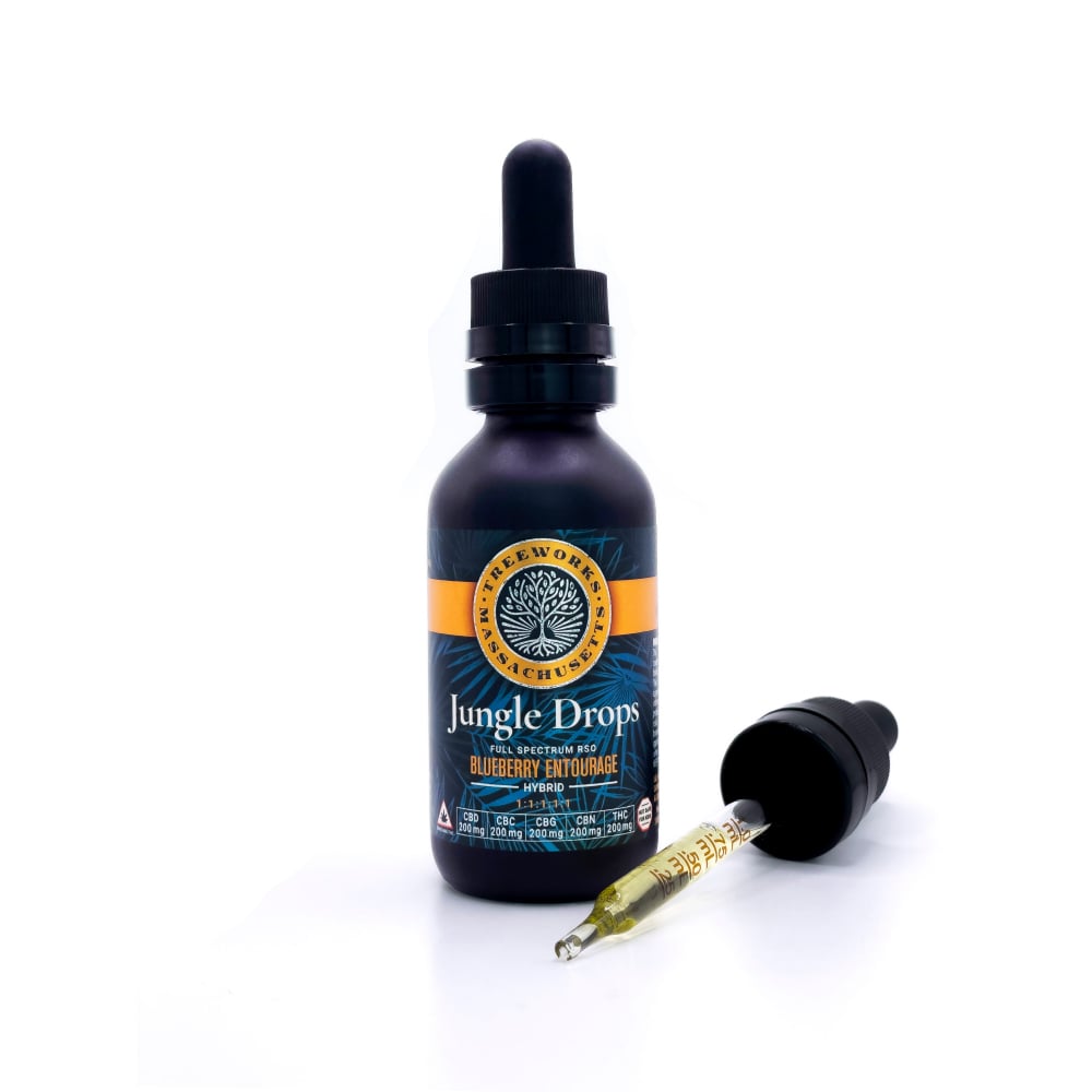 1:1:1:1:1 THC/CBD/CBG/CBC/CBN Blueberry Entourage Jungle Drops RSO Tincture | 200mg - Image 2