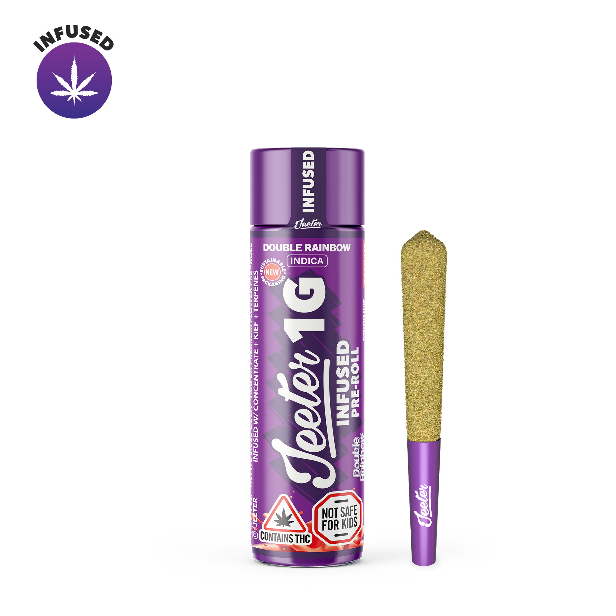 Double Rainbow Distillate Oil + Kief Infused Pre-Roll | 1g - Image 2