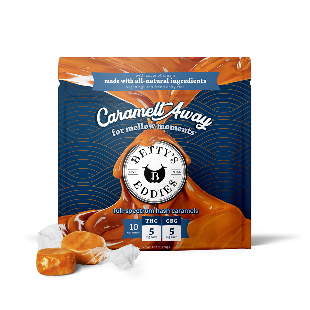 1:1 THC/CBG Caramelt Away Caramel Fast Acting Hash Chews 10pk | 50mg