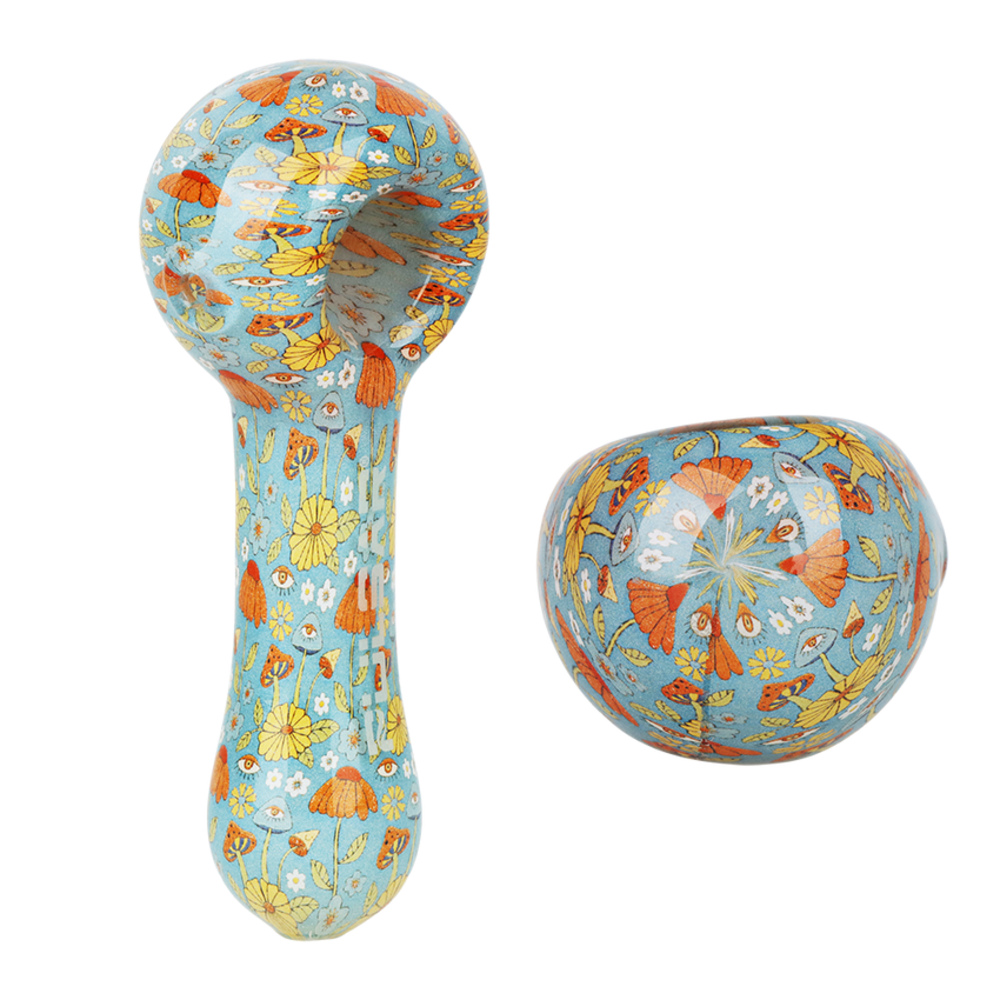 Pulsar Inside Print Glass Spoon Pipe | Flowers Vision | 5"