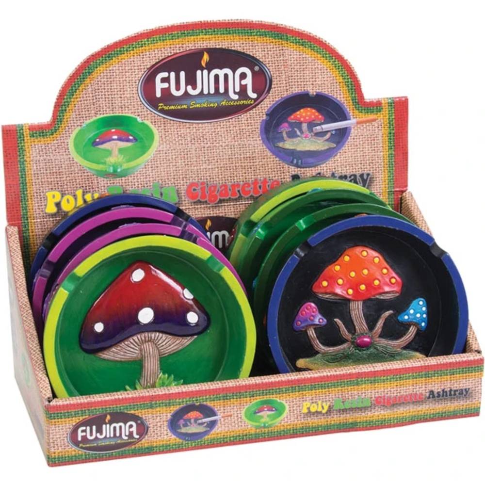Mushroom Round Polyresin Ashtray | 4.25" | Assorted Colors