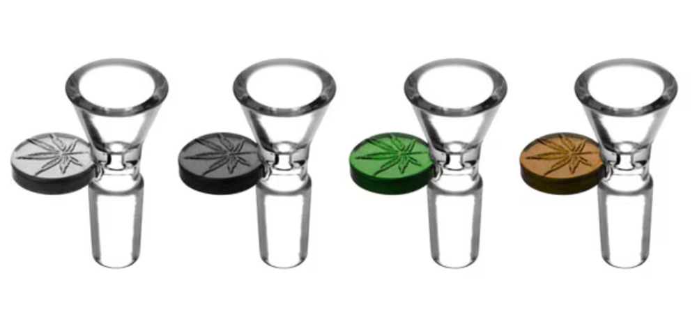 Embossed Leaf Handle Herb Slide | 14mm M
